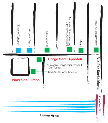 Borgo Santi Apostoli e Piazza del Limbo（ボルゴ・サンティ・アポストリとリンボ広場） マップ